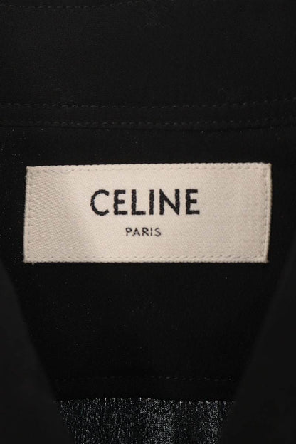 CELINE Micro Triomphe Silk Shirt Black Size 37