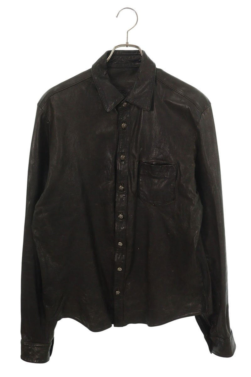 Chrome Hearts Cross Button Leather Shirt Size L