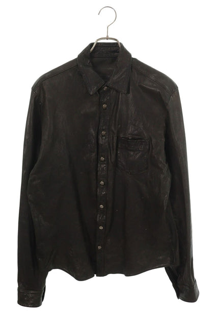 Chrome Hearts Cross Button Leather Shirt Size L