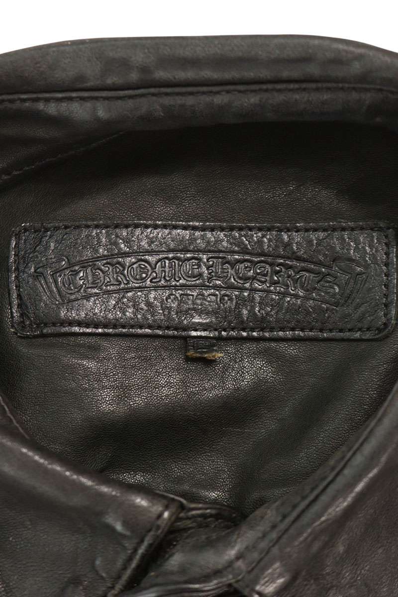 Chrome Hearts Cross Button Leather Shirt Size L