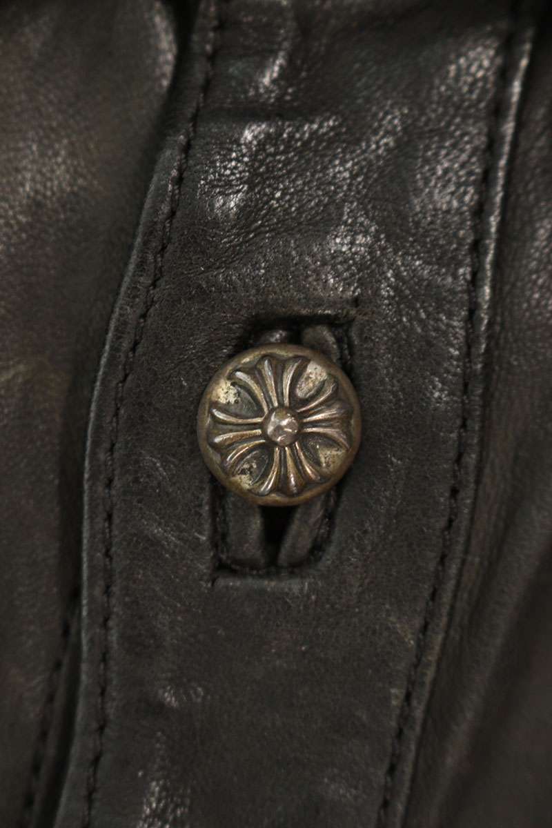 Chrome Hearts Cross Button Leather Shirt Size L