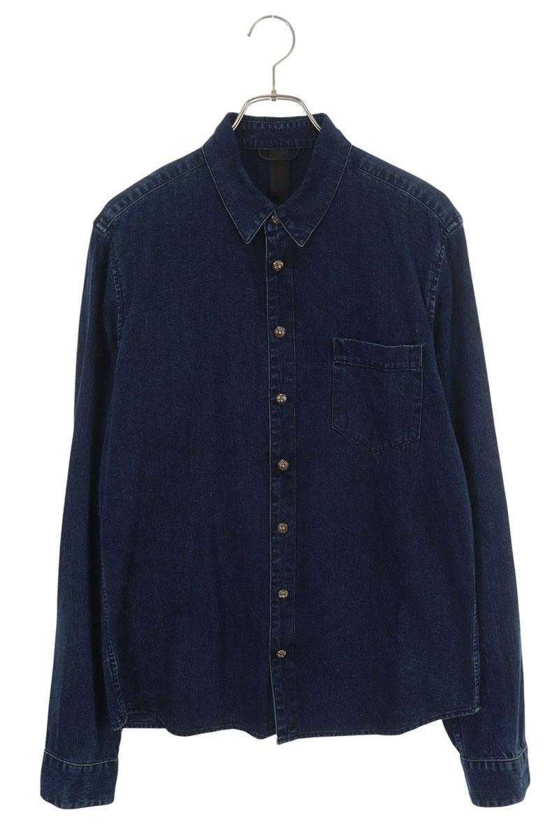 Chrome Hearts LOOSEENDS Cross Patch Denim Long Sleeve Shirt Size L