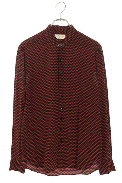 SAINT LAURENT PARIS Dot Print Silk Shirt Size 37