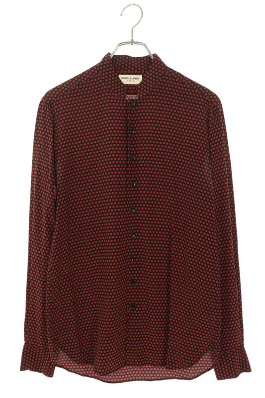 SAINT LAURENT PARIS Dot Print Silk Shirt Size 37