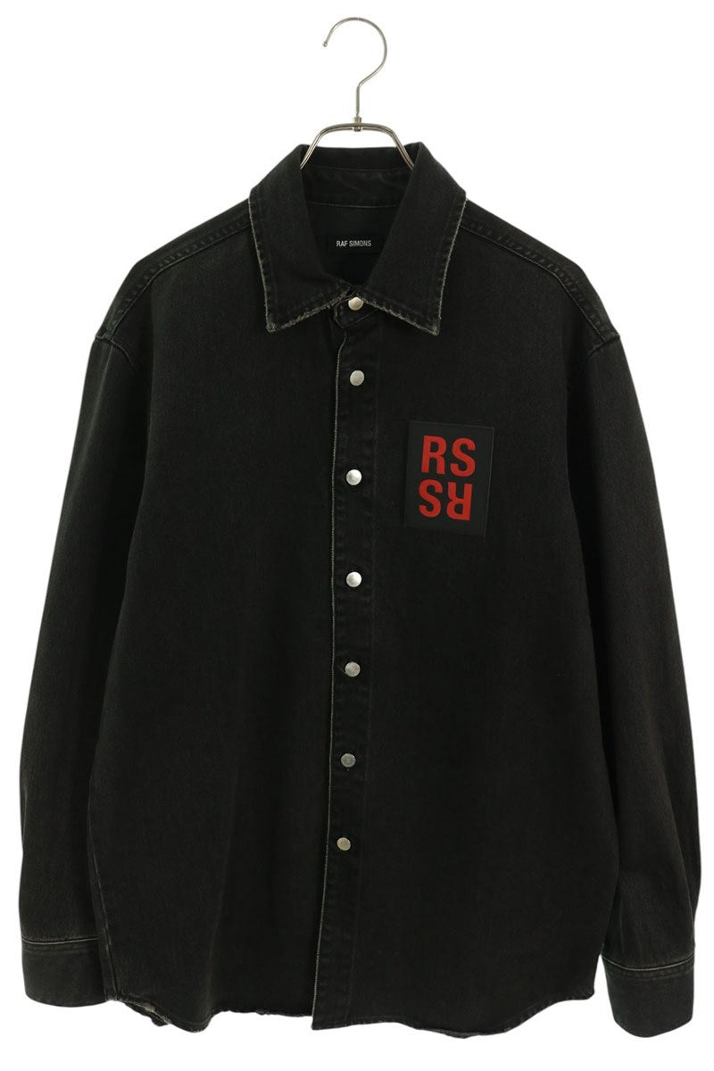 RAF SIMONS 19AW Logo Patch Slim Fit Denim Shirt Size S