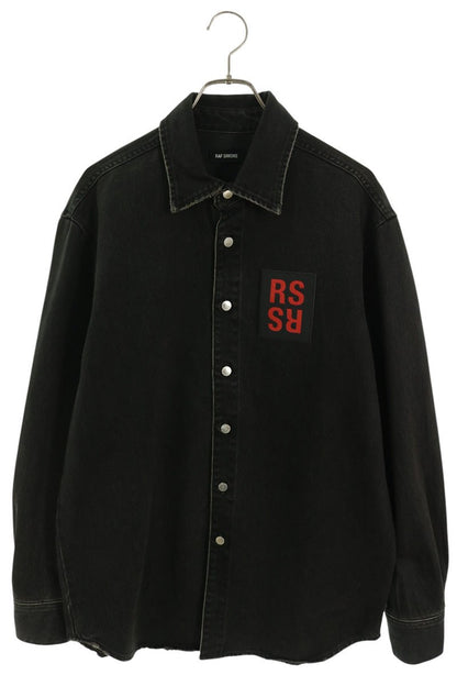 RAF SIMONS 19AW Logo Patch Slim Fit Denim Shirt Size S