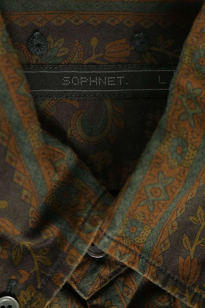 SOPHNET Paisley Cotton Long Sleeve Shirt Brown Size L