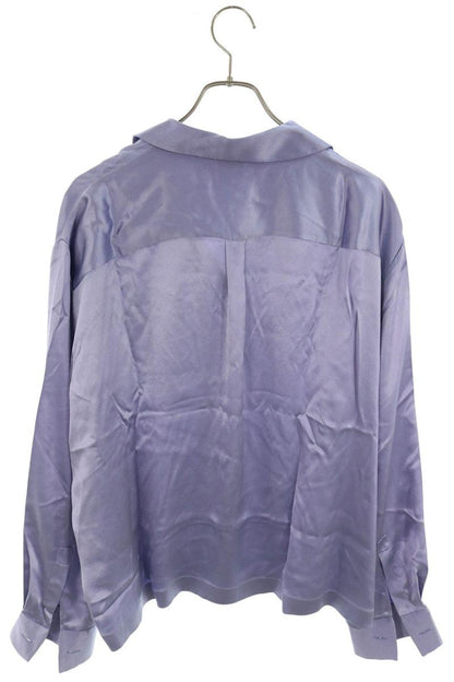 LOEWE Anagram Pajama Silk Long Sleeve Shirt Purple Size 40