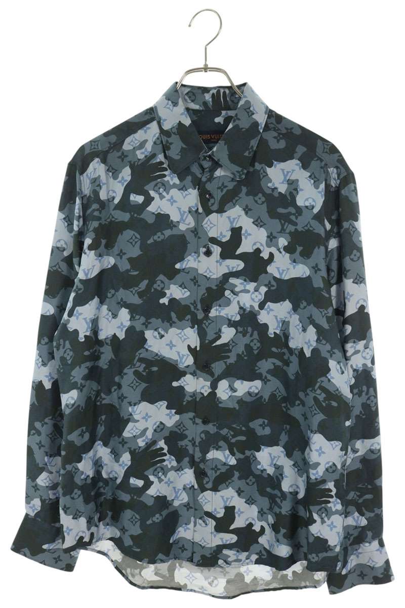 LOUISVUITTON 20AW Monogram Camo Silk Shirt Size M