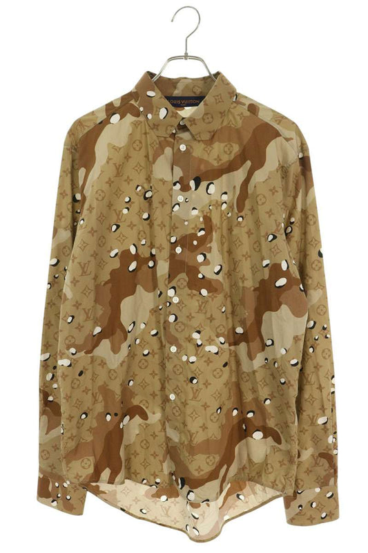 LOUISVUITTON Camo DNA Ocean Monogram Shirt Brown Size M