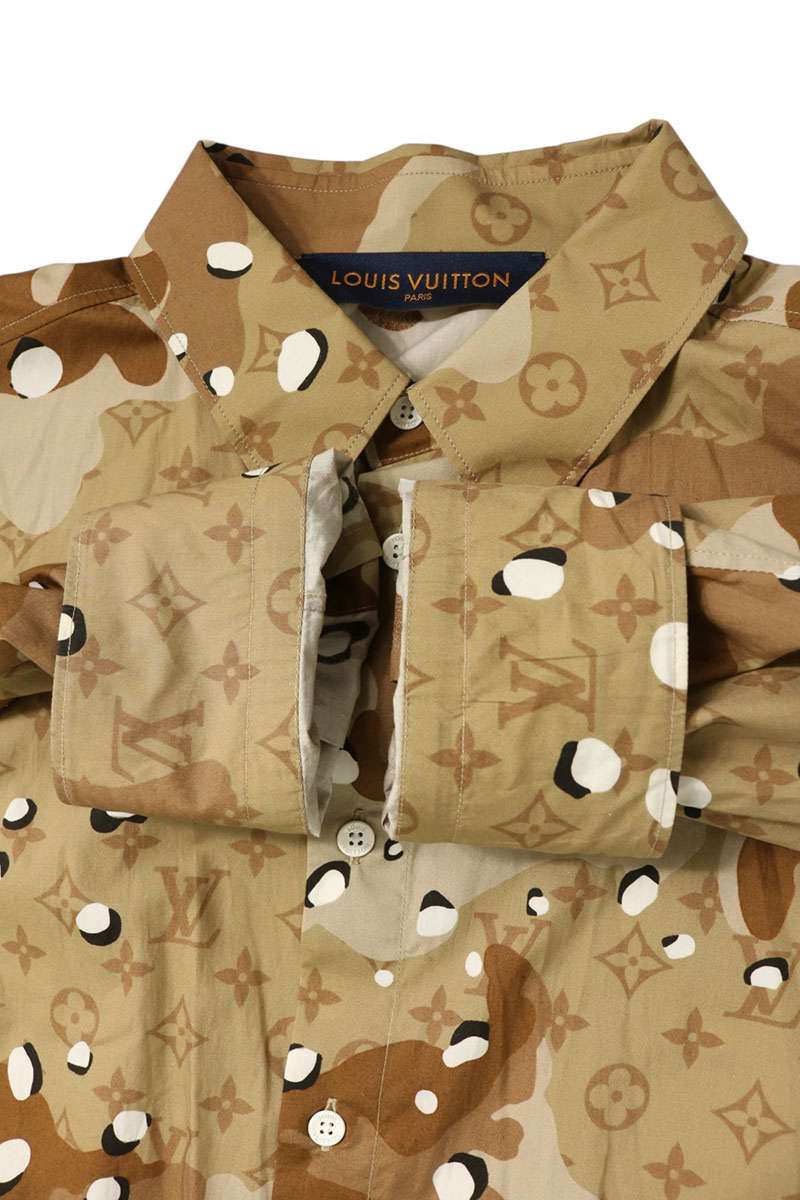 LOUISVUITTON Camo DNA Ocean Monogram Shirt Brown Size M
