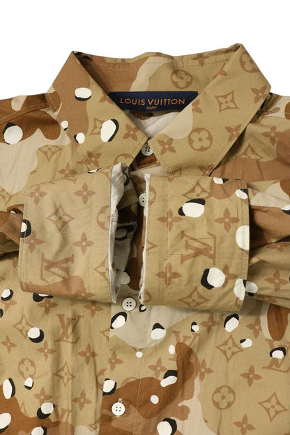 LOUISVUITTON Camo DNA Ocean Monogram Shirt Brown Size M