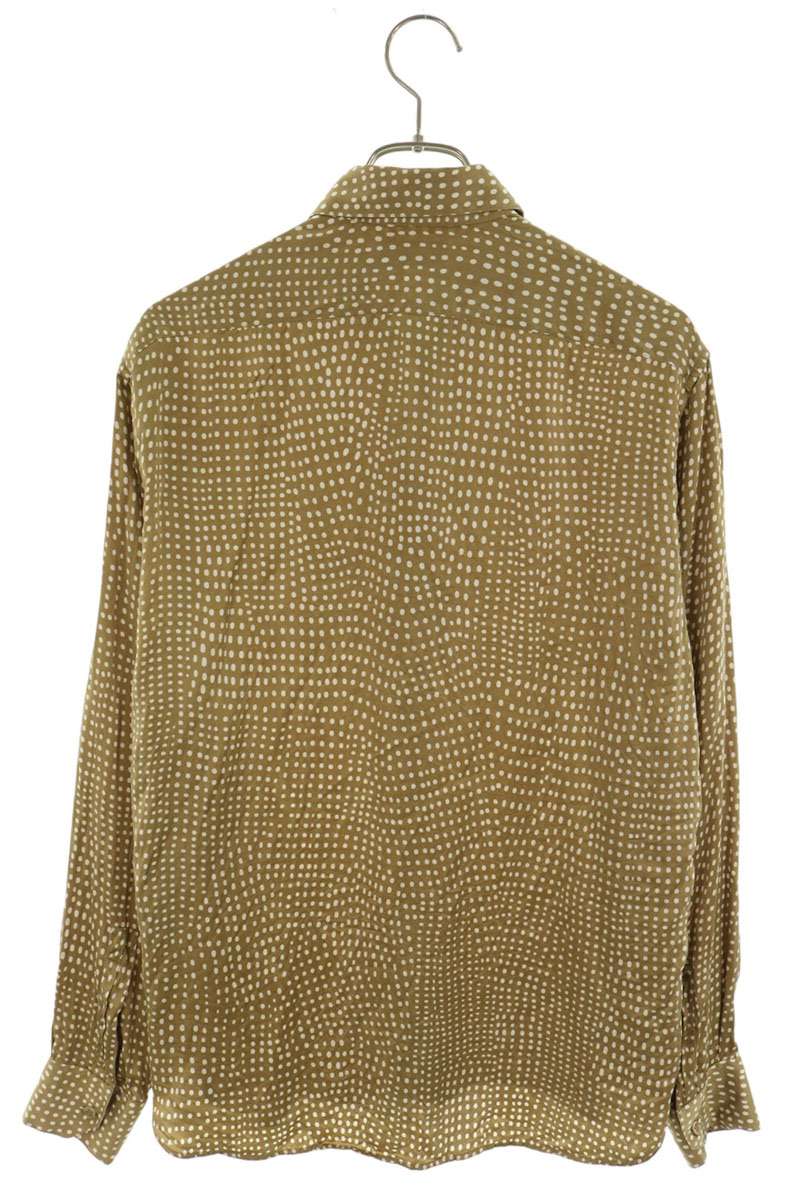 SAINT LAURENT PARIS Polka Dot Silk Shirt Gold Size 39