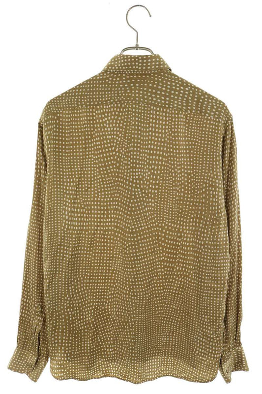 SAINT LAURENT PARIS Polka Dot Silk Shirt Gold Size 39