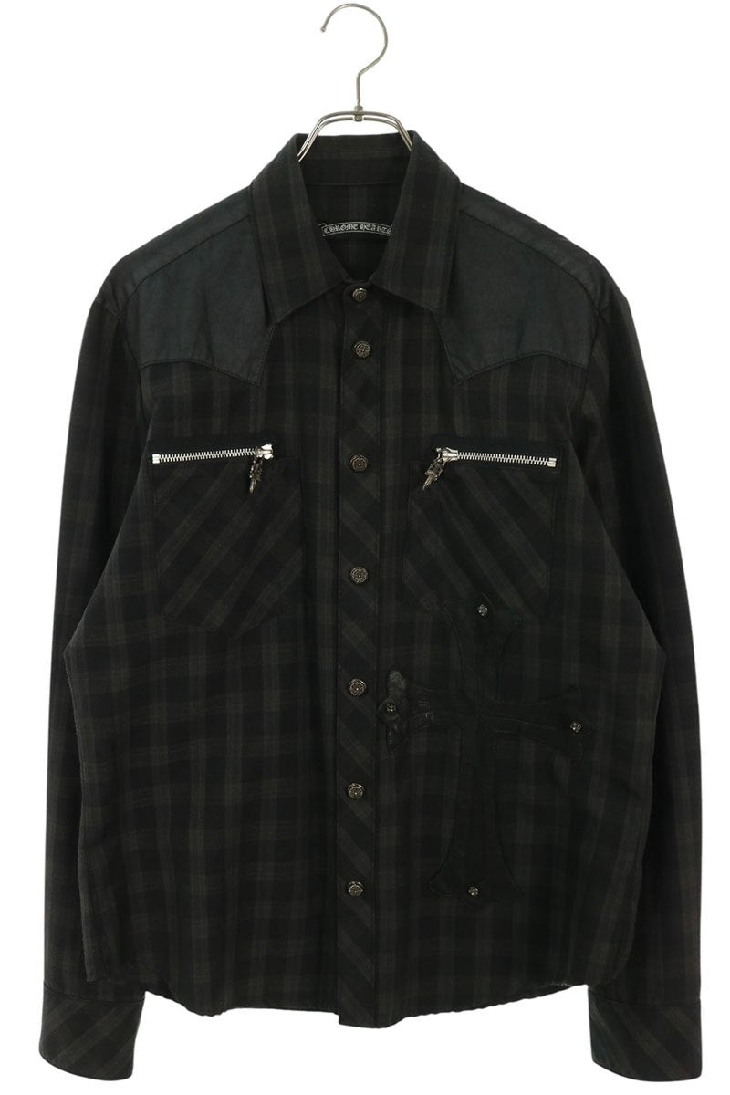 Chrome Hearts Western Button Large Cross Long Sleeve Shirt Size S