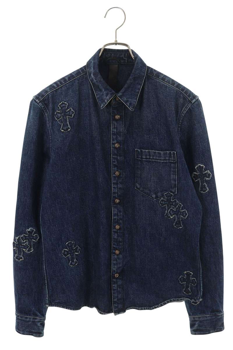 Chrome Hearts LOOSEENDS FBRC Denim Cross Shirt Indigo Size M