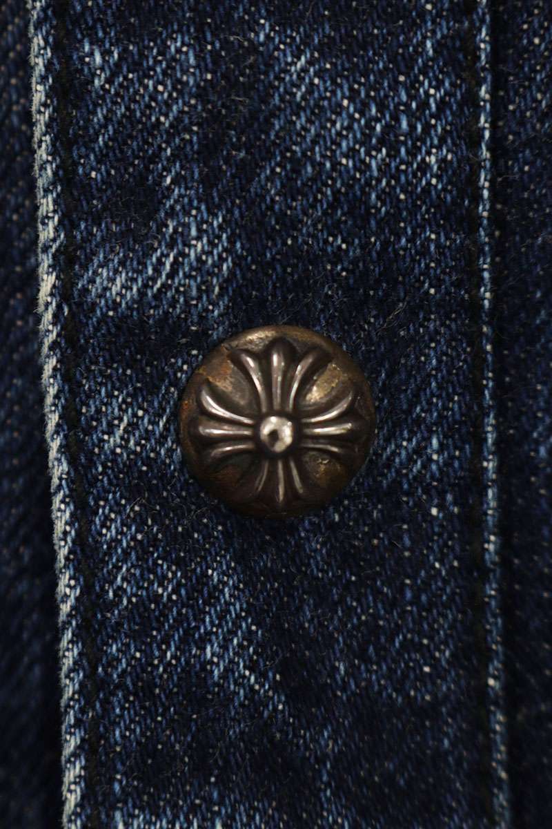 Chrome Hearts LOOSEENDS FBRC Denim Cross Shirt Indigo Size M