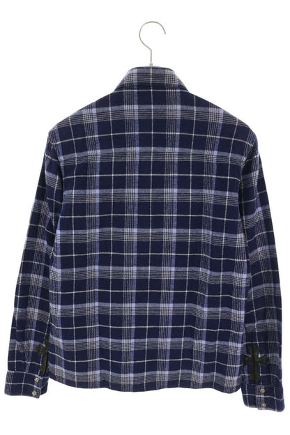 Chrome Hearts Check Cross Patch Leather Sleeve Shirt Size S