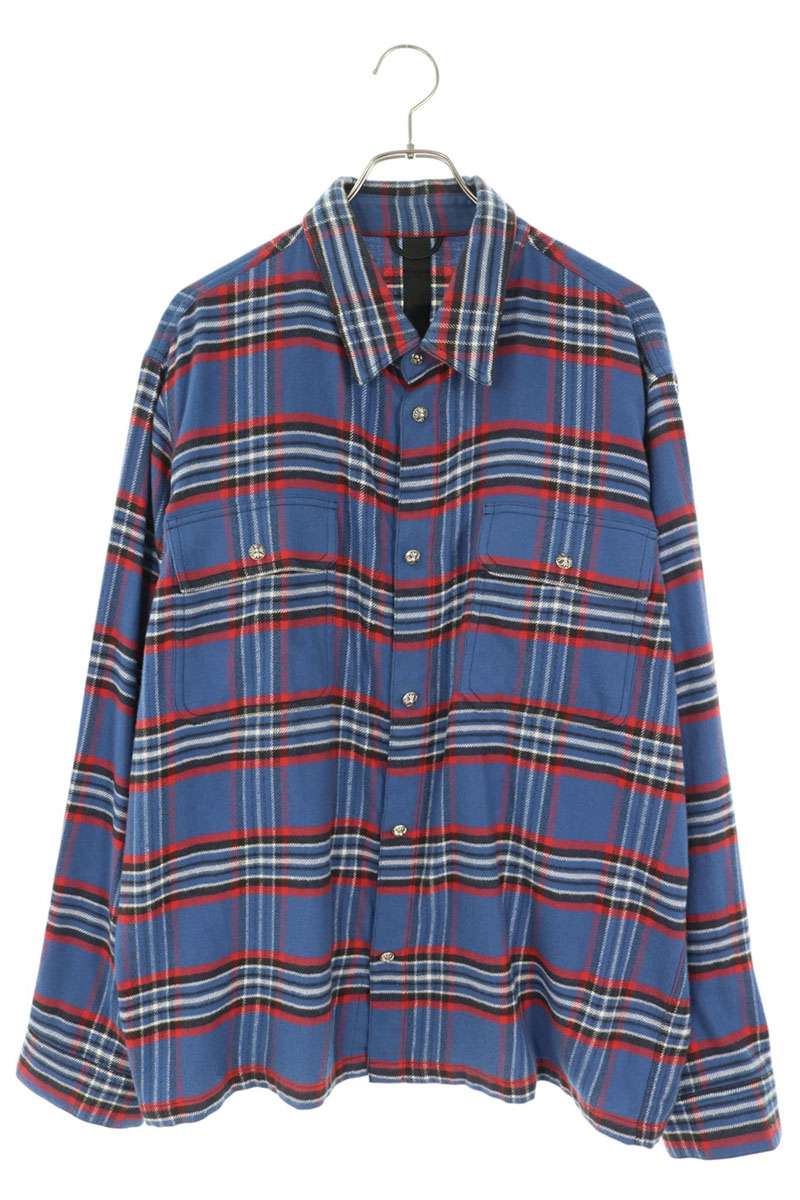 Chrome Hearts WORK DOG Cross Button Flannel Shirt Size XL