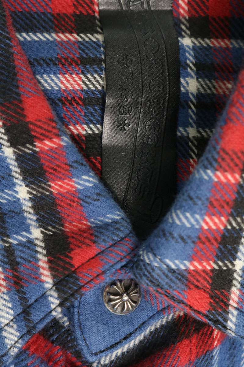 Chrome Hearts WORK DOG Cross Button Flannel Shirt Size XL