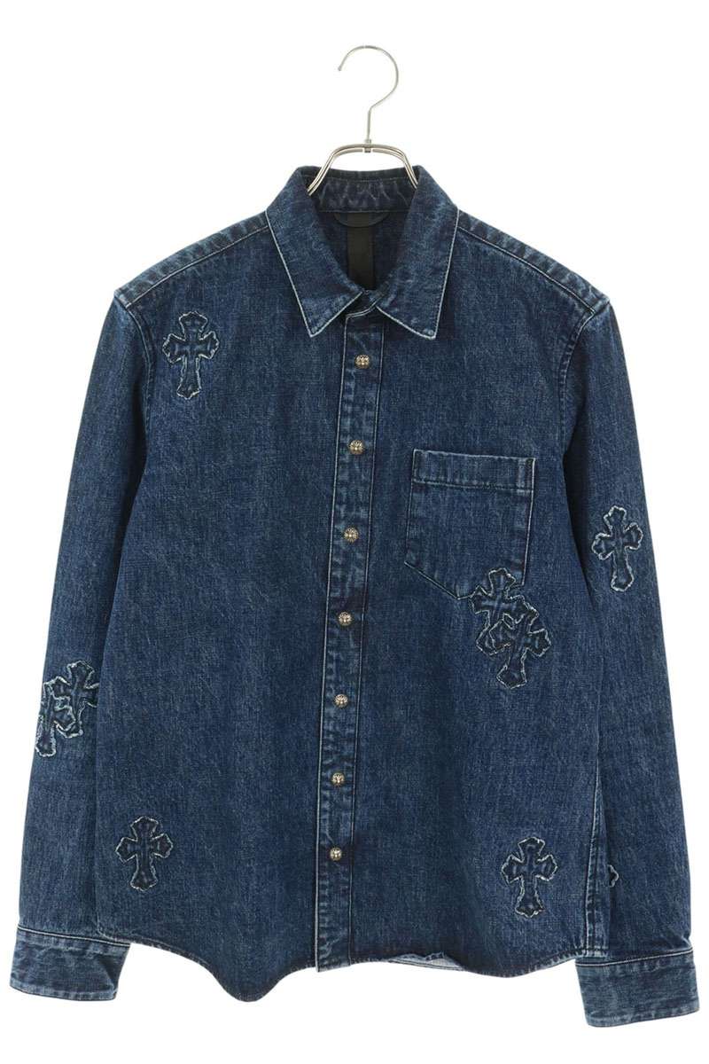 Chrome Hearts LOOSEENDS FBRC Denim Cross Patch Shirt Size L