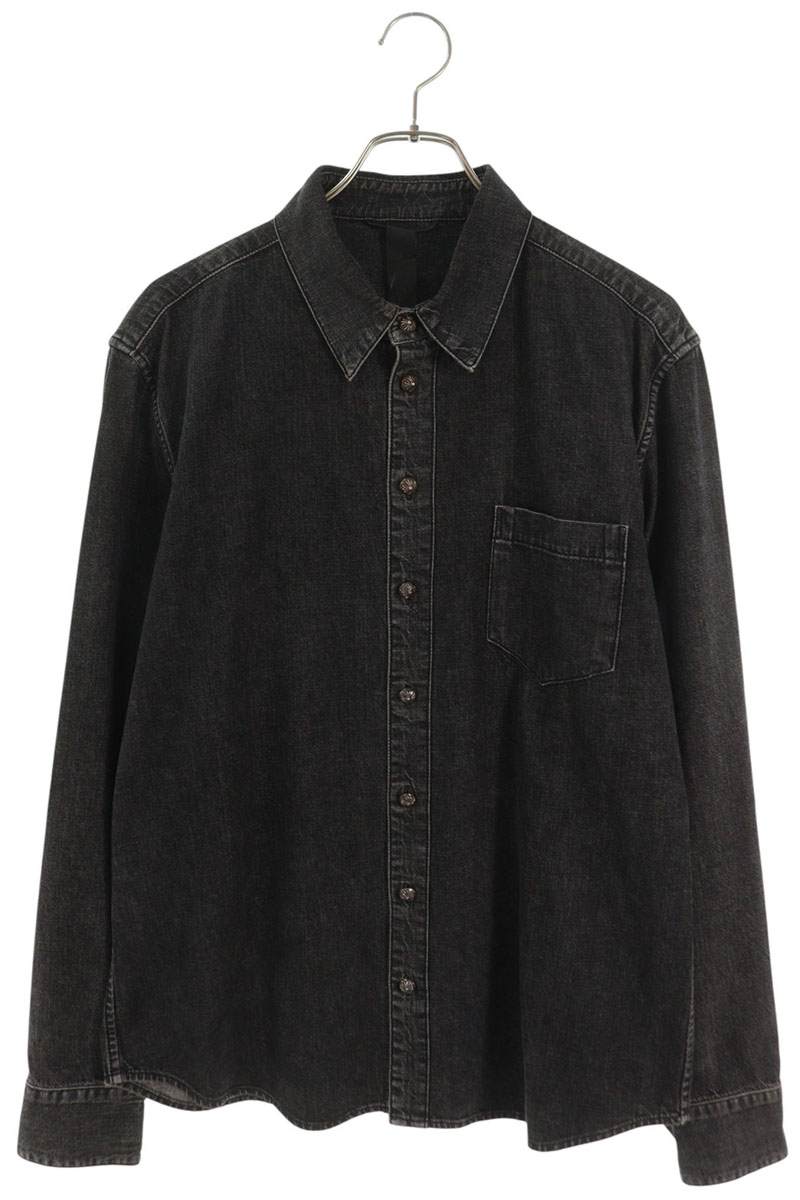 Chrome Hearts LOOSEENDS Denim Long Sleeve Cross Patch Shirt Size L