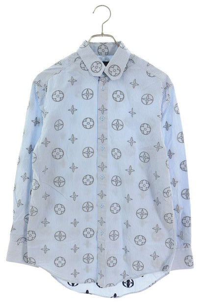 LOUISVUITTON 21SS Monogram Stripe Long Light Blue Shirt Size XS