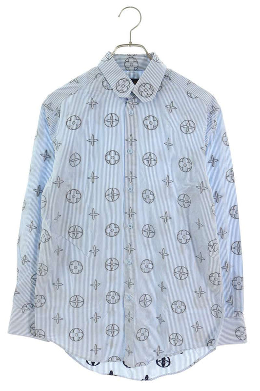 LOUISVUITTON 21SS Monogram Stripe Long Light Blue Shirt Size XS