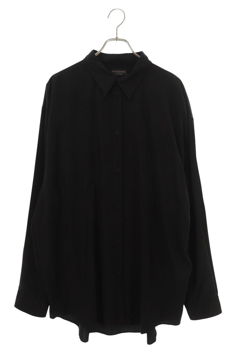 BALENCIAGA Lyocell Oversized Long Sleeve Shirt Black Size XS