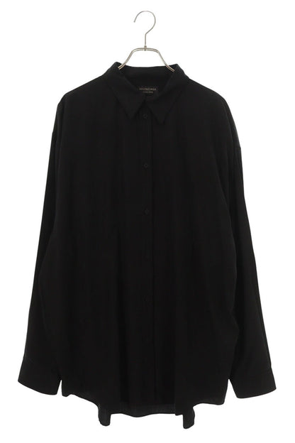 BALENCIAGA Lyocell Oversized Long Sleeve Shirt Black Size XS