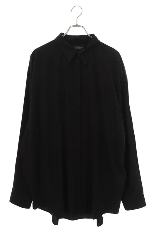 BALENCIAGA Lyocell Oversized Long Sleeve Shirt Black Size XS