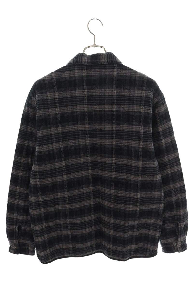 SUPREME 19AW Quilted Plaid Zip Up Shirt Gray Size S