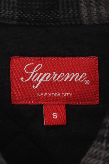 SUPREME 19AW Quilted Plaid Zip Up Shirt Gray Size S