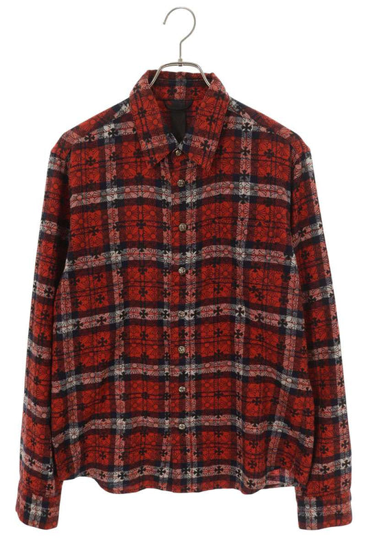 Chrome Hearts LOOSEENDS Long Sleeve CHECK Cross Patch Shirt Size M