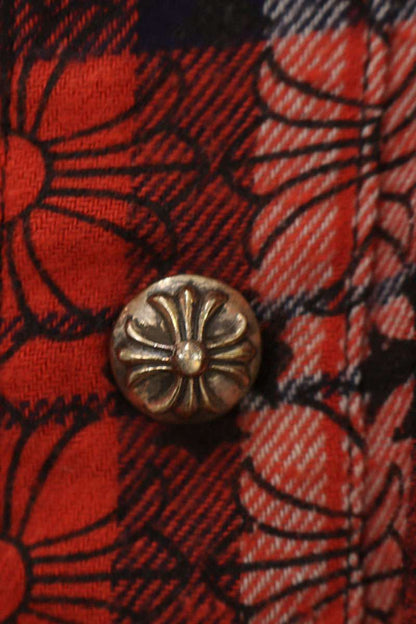 Chrome Hearts LOOSEENDS Long Sleeve CHECK Cross Patch Shirt Size M