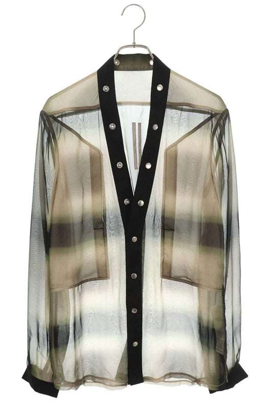 Rick Owens Fog Pocket Silk Larry Long Sleeve Shirt Size 46