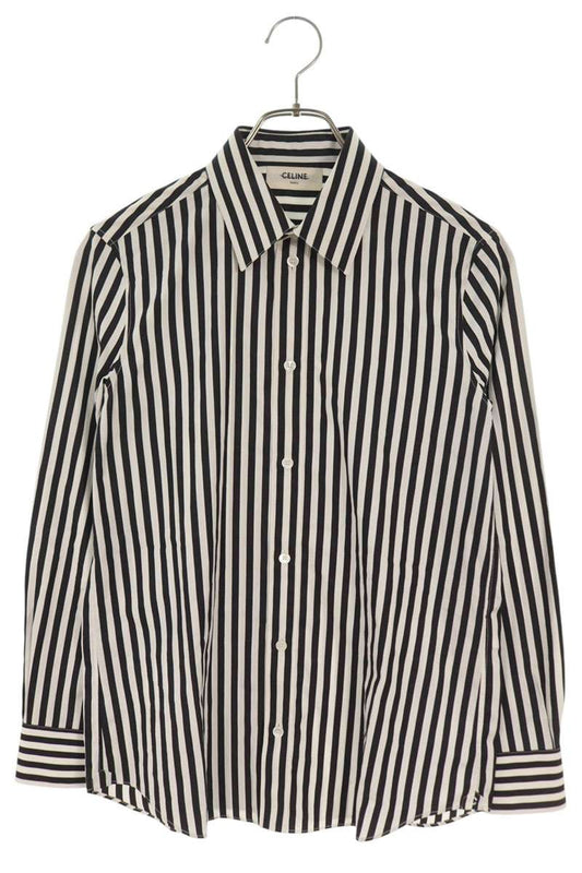 CELINE Cotton Striped Long Sleeve Shirt Size 36