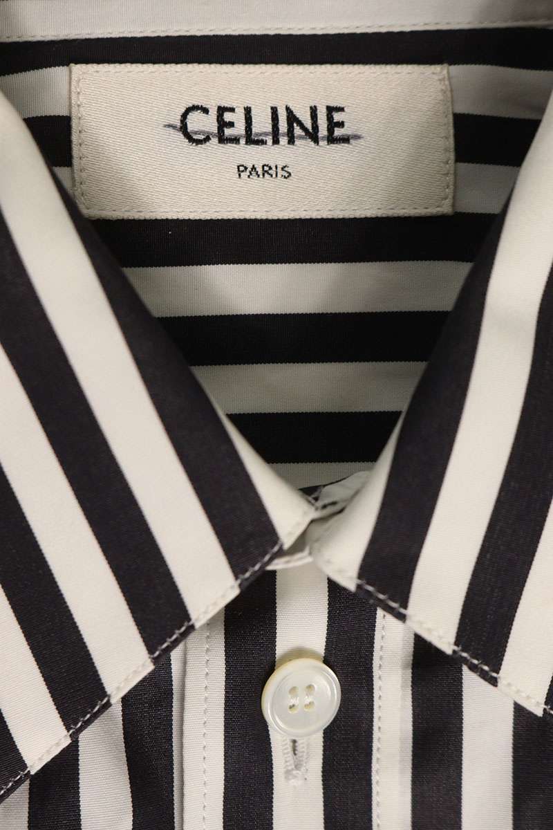 CELINE Cotton Striped Long Sleeve Shirt Size 36