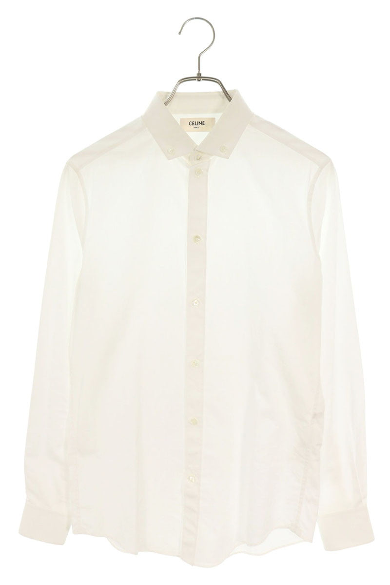 CELINE Cotton Button-Down Long Sleeve Shirt White Size 37