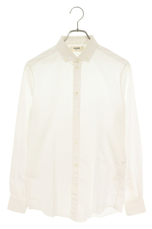 CELINE Cotton Button-Down Long Sleeve Shirt White Size 37