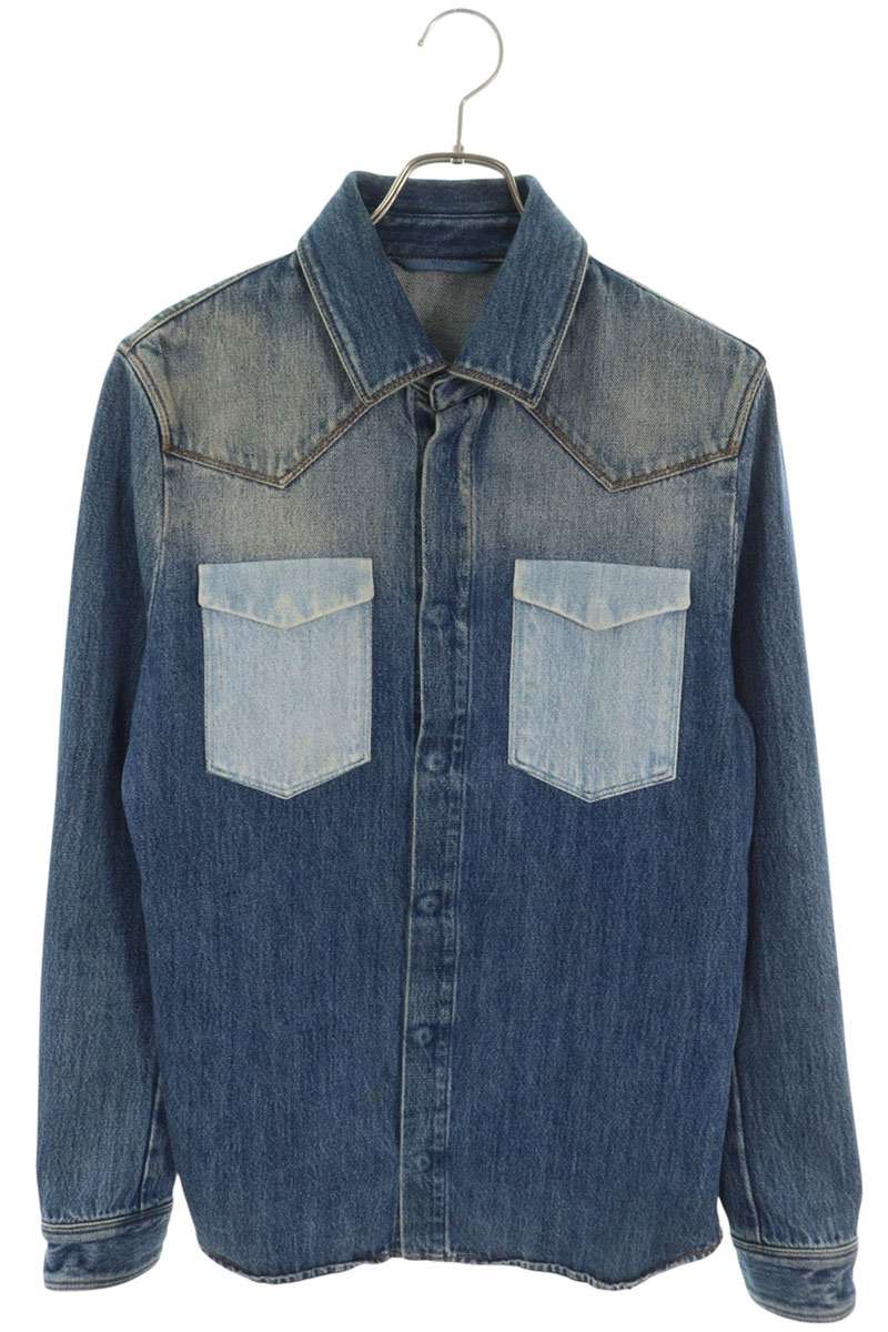 VALENTINO Western Snap Denim Long Shirt Indigo Size 48