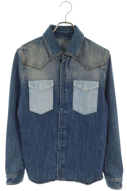VALENTINO Western Snap Denim Long Shirt Indigo Size 48