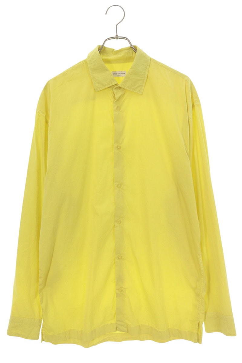DRIES VAN NOTEN Yellow Cotton Blend Long Sleeve Shirt Size S