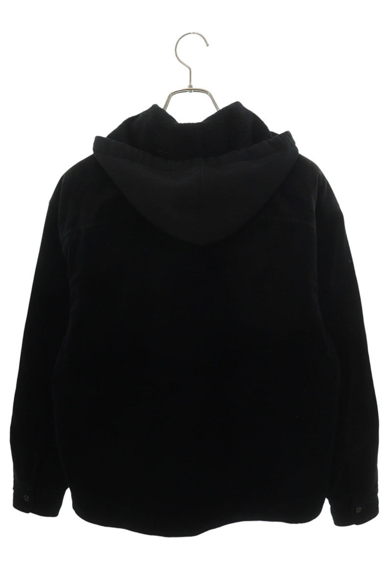 SUPREME 25AW Quilted Lined Hooded Velvet Shirt Black Size S