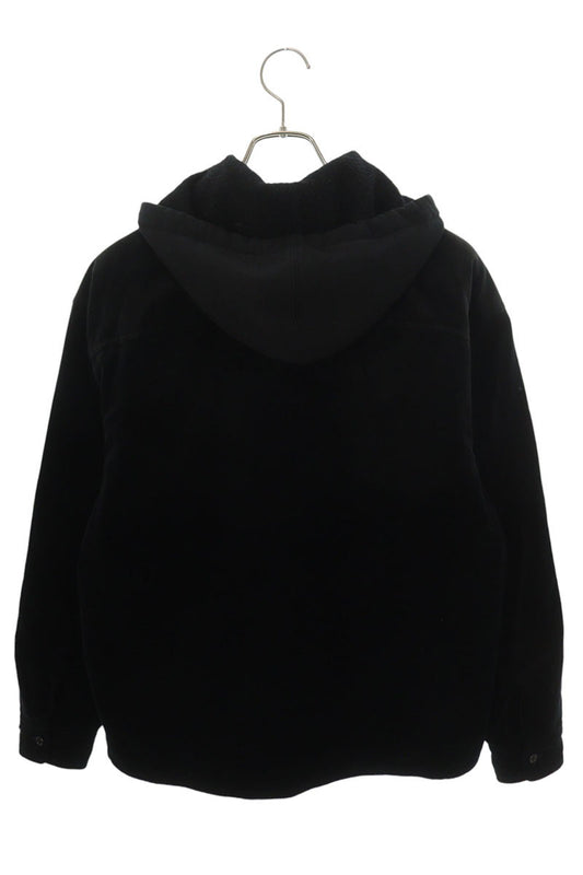 SUPREME 25AW Quilted Lined Hooded Velvet Shirt Black Size S