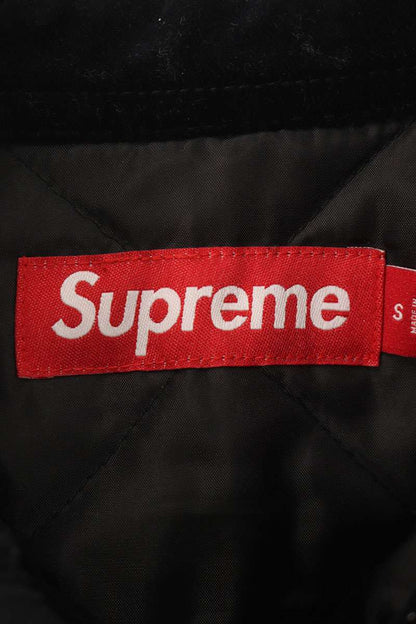 SUPREME 25AW Quilted Lined Hooded Velvet Shirt Black Size S