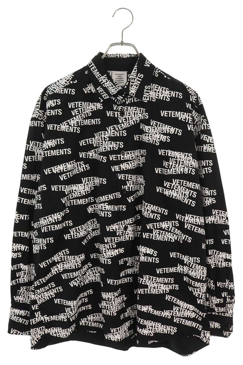 VETEMENTS 22SS Logo All-Over Print Long Shirt Multi Size XS