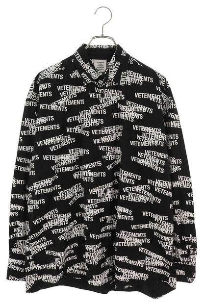 VETEMENTS 22SS Logo All-Over Print Long Shirt Multi Size XS