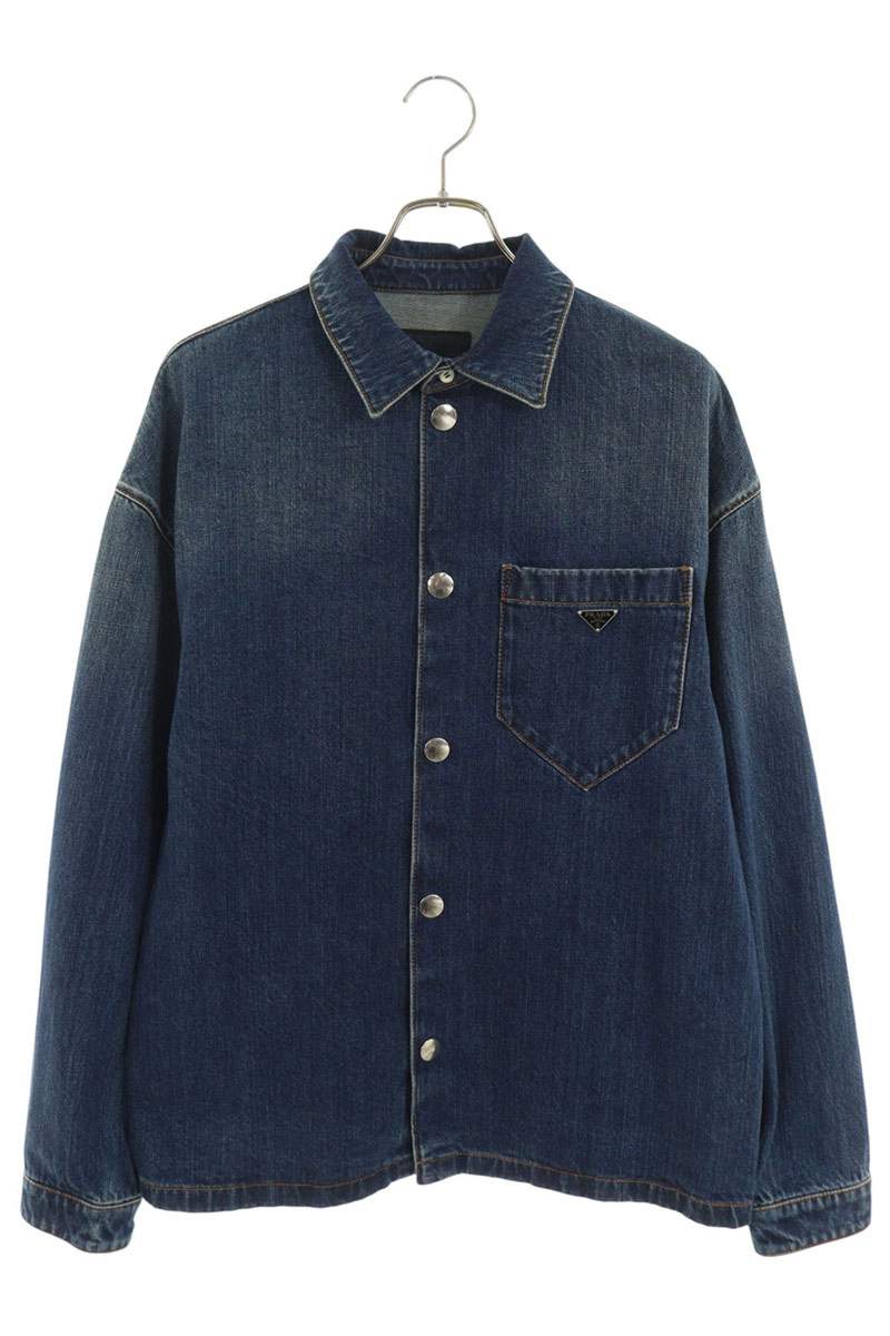 PRADA Triangle Logo Denim Shirt Indigo Size L