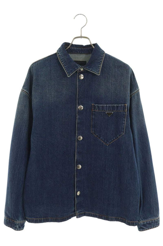 PRADA Triangle Logo Denim Shirt Indigo Size L